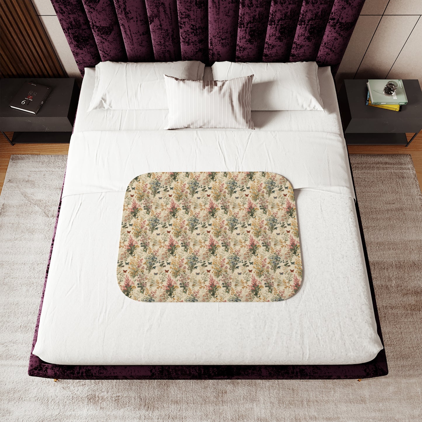 Vintage Floral Forest Sherpa Blanket | Cozy Fleece Backing