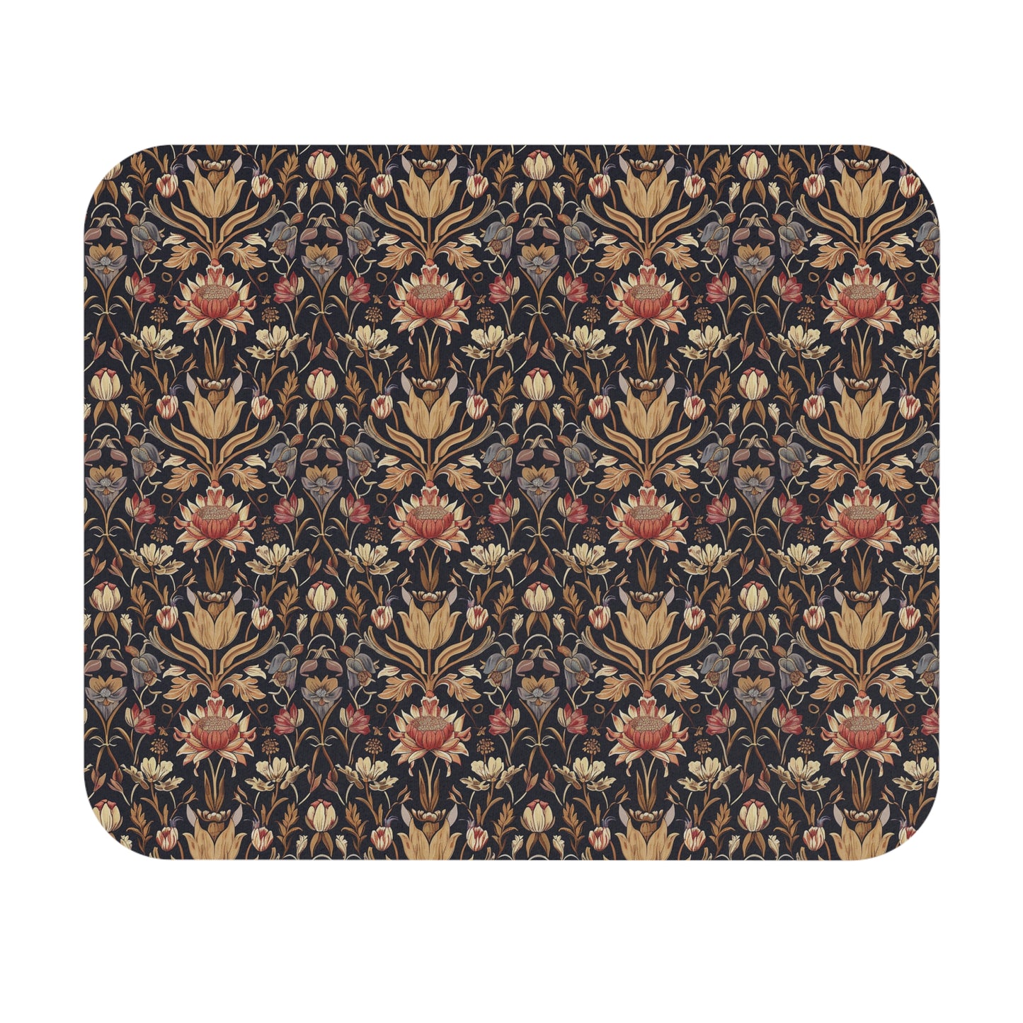 Vintage William Morris Style Floral Mouse Pad | Dark Botanical Pattern