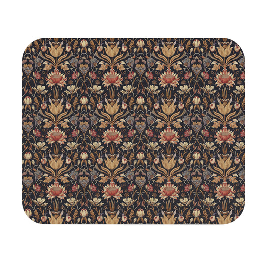 Vintage William Morris Style Floral Mouse Pad | Dark Botanical Pattern