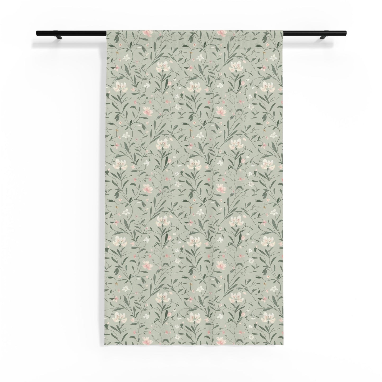 Botanical Floral Sheer Window Curtain | Green Vine Pattern