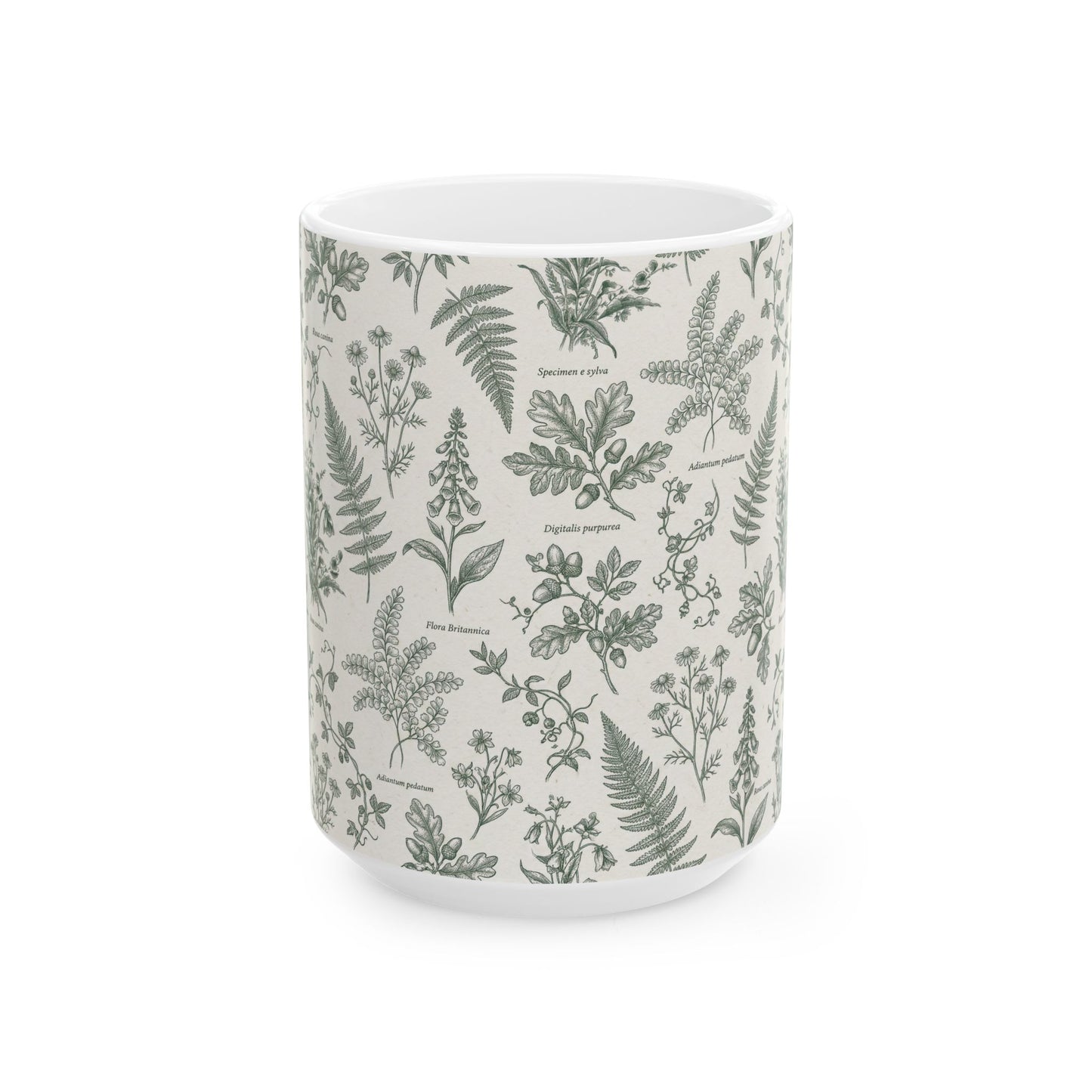Vintage Botanical Ferns Mug | Green Floral Ceramic Mug