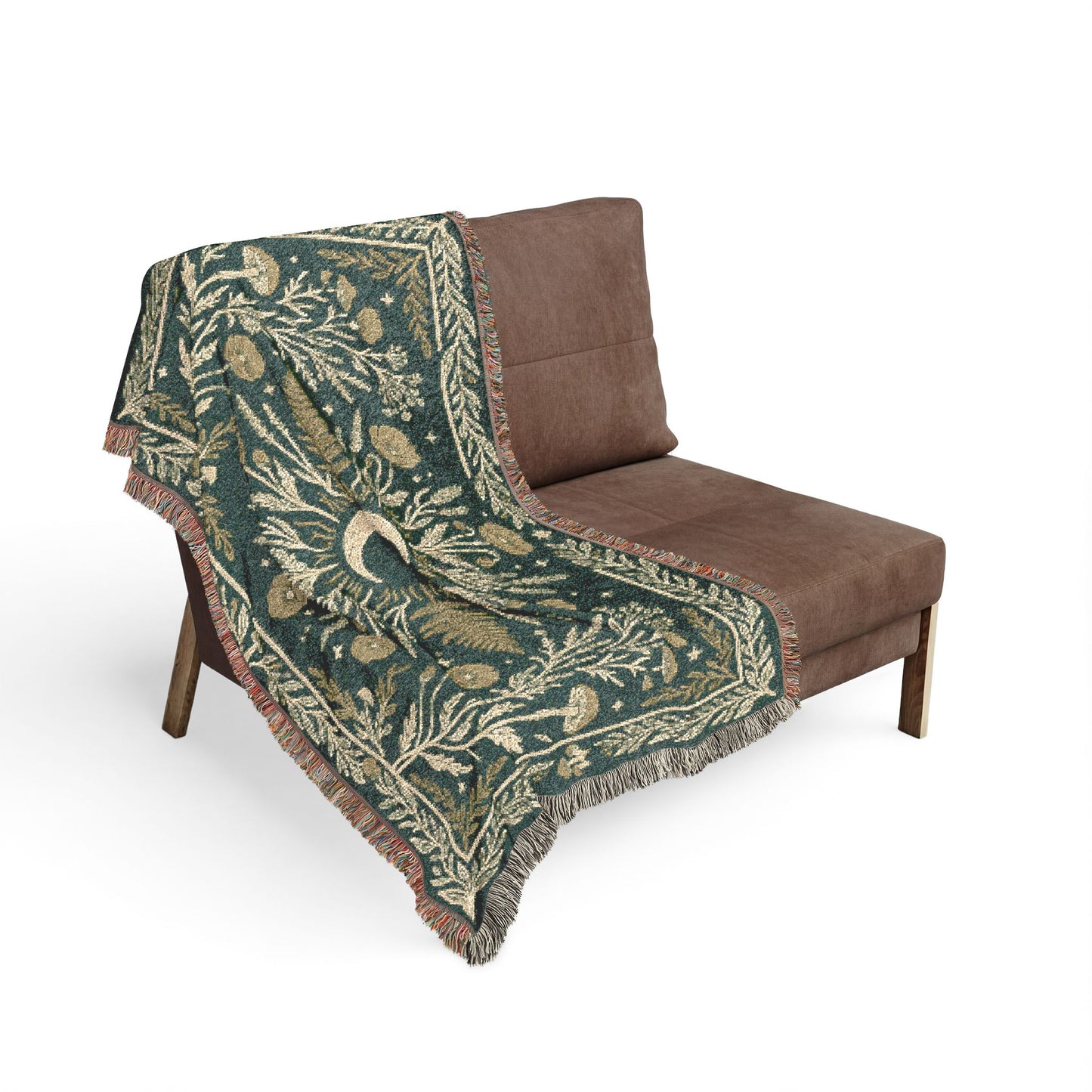 Crescent Moon Floral Woven Blanket | Boho Tapestry Throw