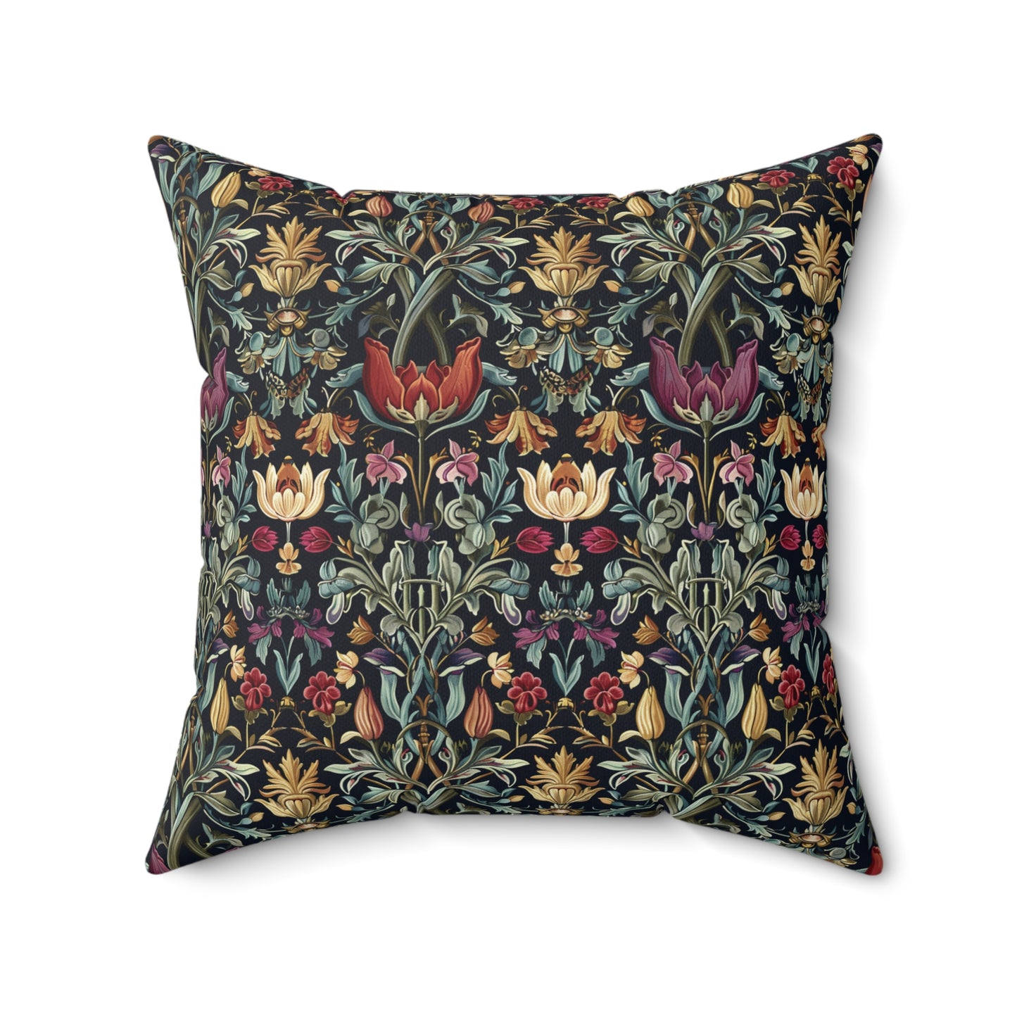 William Morris Style Floral Pattern Pillow | Vintage Botanical Throw Pillow