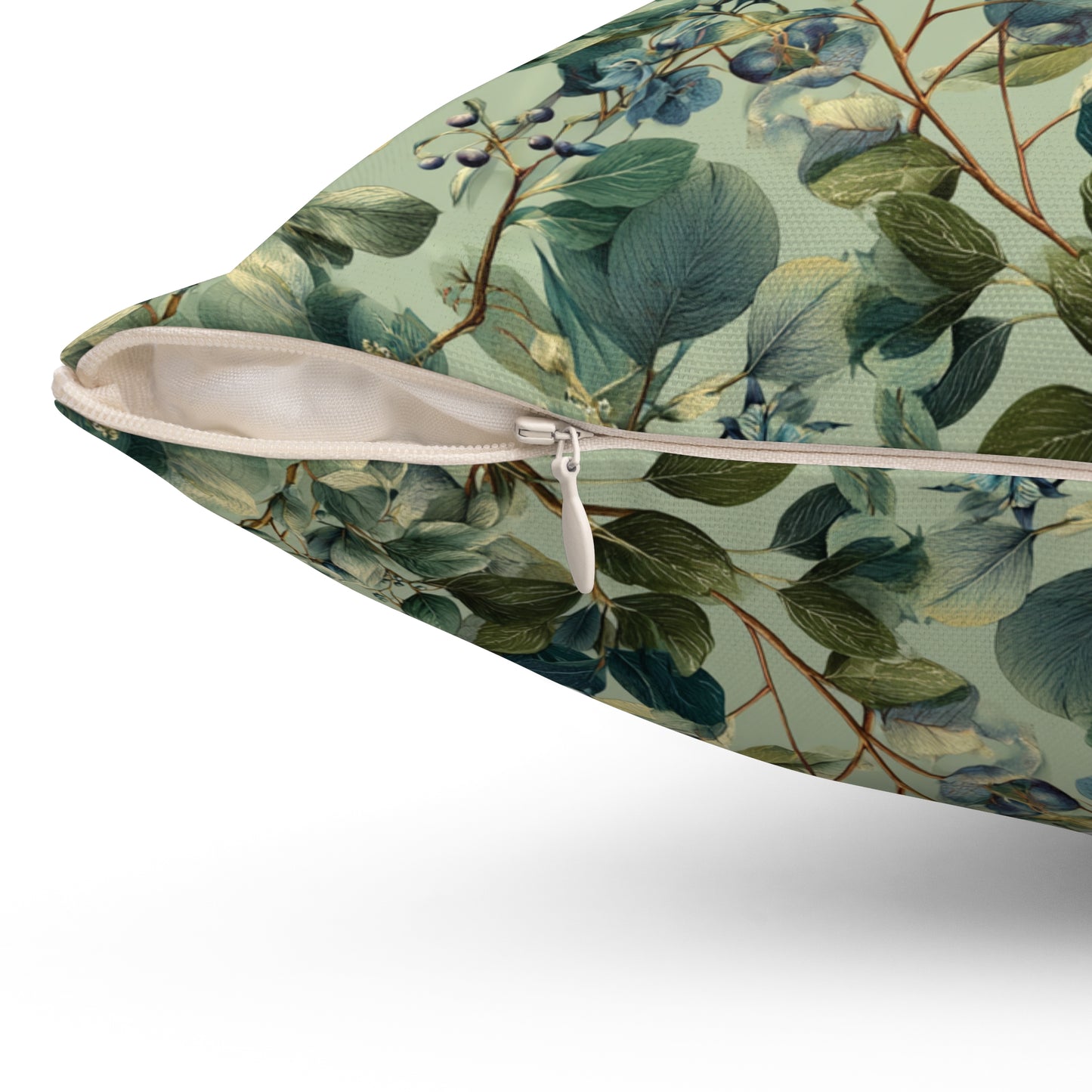 Vintage Botanical Leaves Pillow | Green Floral Throw Pillow
