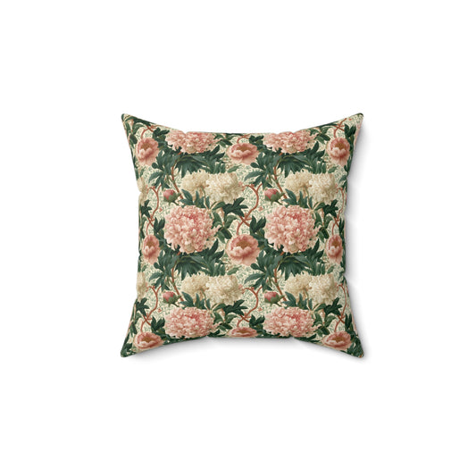 Vintage Peony Throw Pillow | Cottagecore Botanical Floral Cushion | Victorian Flower Art Housewarming Gift | Antique Sofa Pillow with Insert