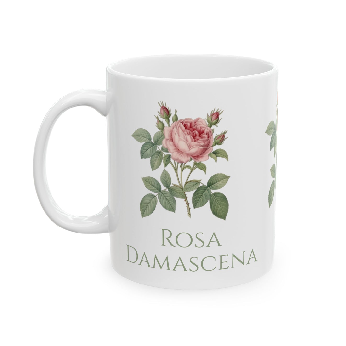 Customized Vintage Pink Rose Botanical Mug | Ceramic Mug