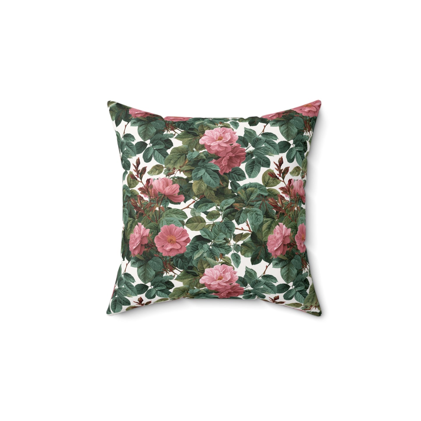 Vintage Pink Rose Floral Print Pillow | Square Pillow