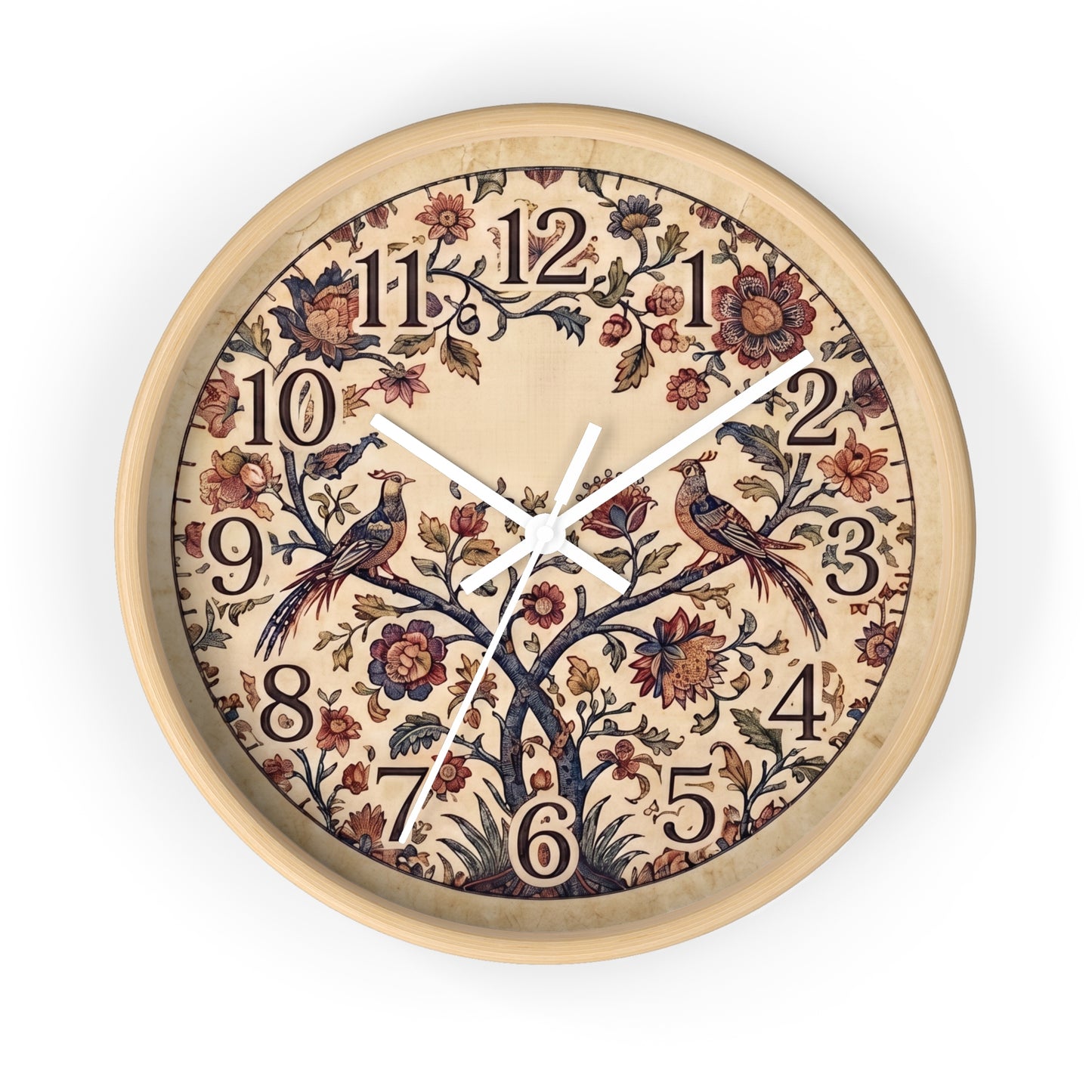 Vintage Palampore Floral Birds Wall Clock | Botanical Tree of Life Design
