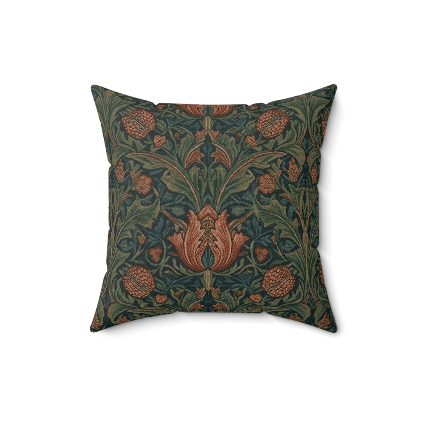 William Morris Style Floral Pattern Pillow | Botanical Throw Pillow