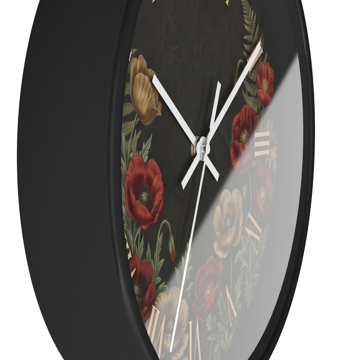 Vintage Floral Roman Numeral Wall Clock | Poppy and Fern Botanical Clock