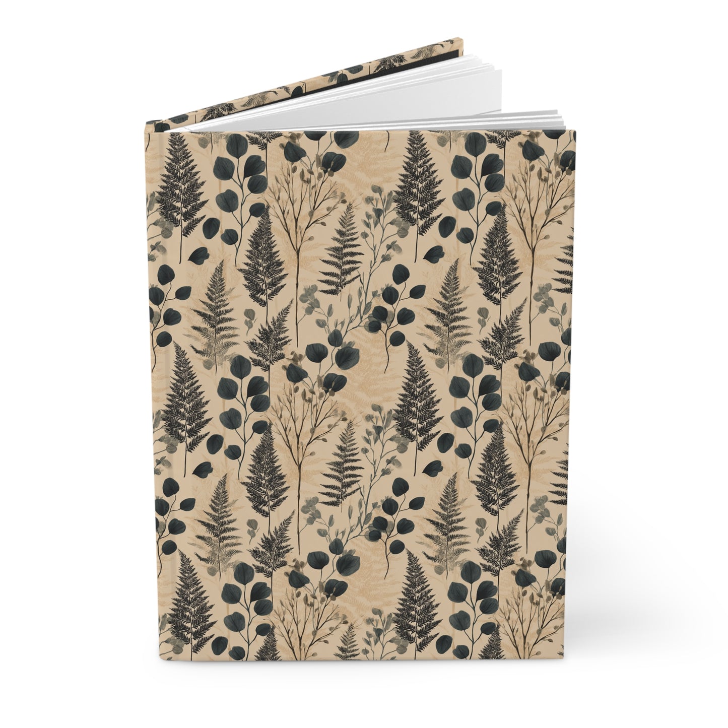 Botanical Fern and Eucalyptus Pattern Hardcover Journal