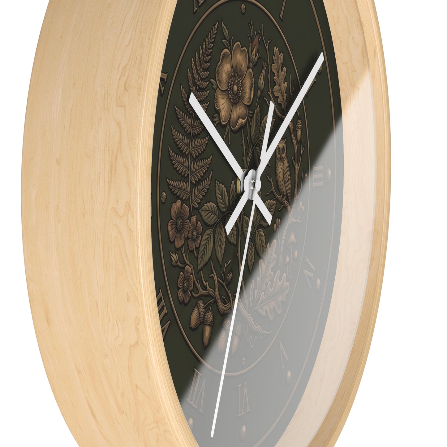 Vintage Floral Clock Wall Clock | Roman Numerals, Botanical Bird Design
