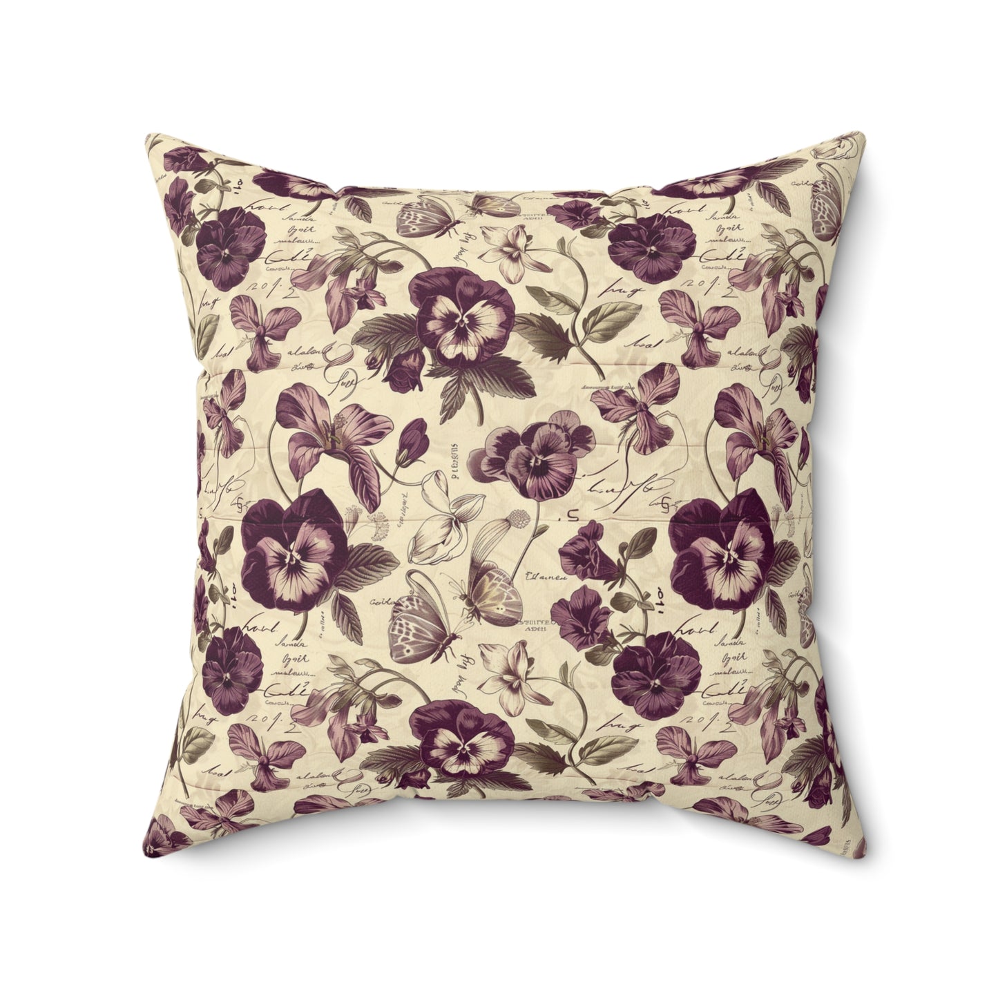 Vintage Pansy Floral Pillow | Purple Botanical Pattern