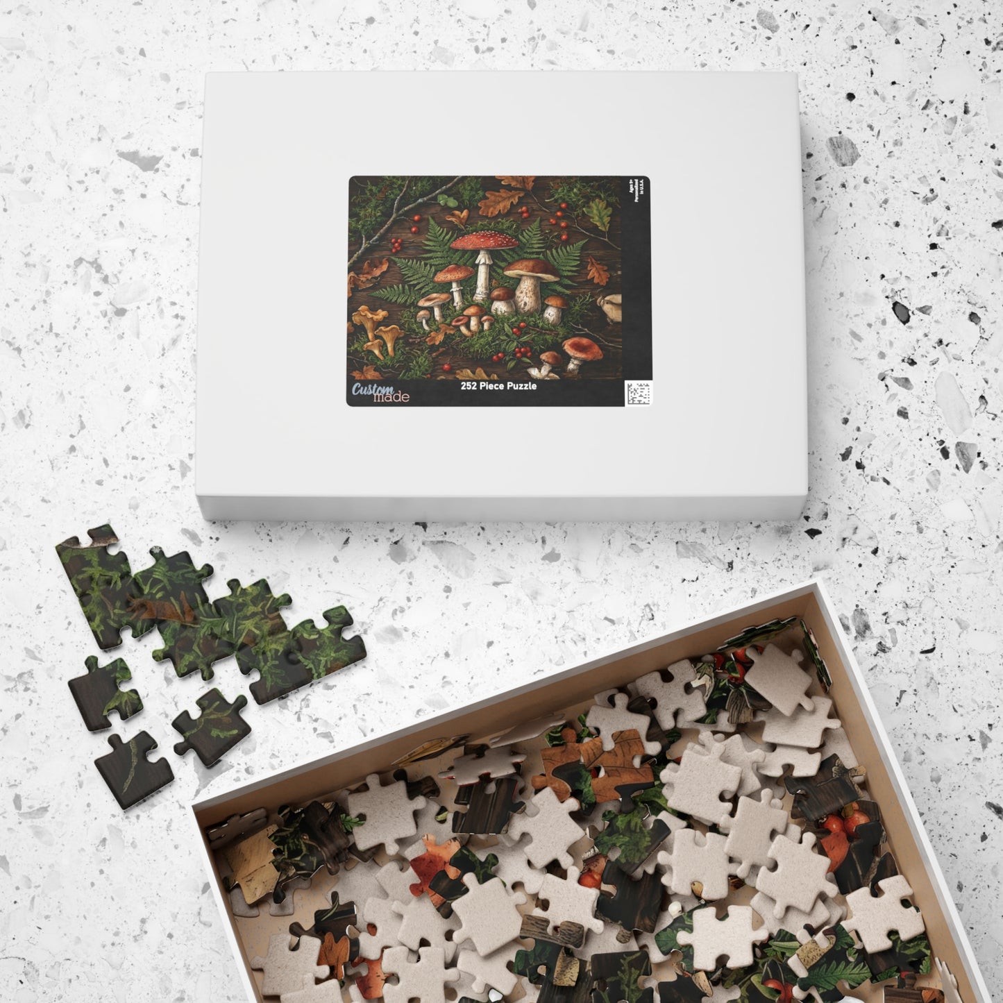 Woodland Mushroom Illustration Puzzle | 110, 252, 520, or 1014 Jigsaw Puzzle