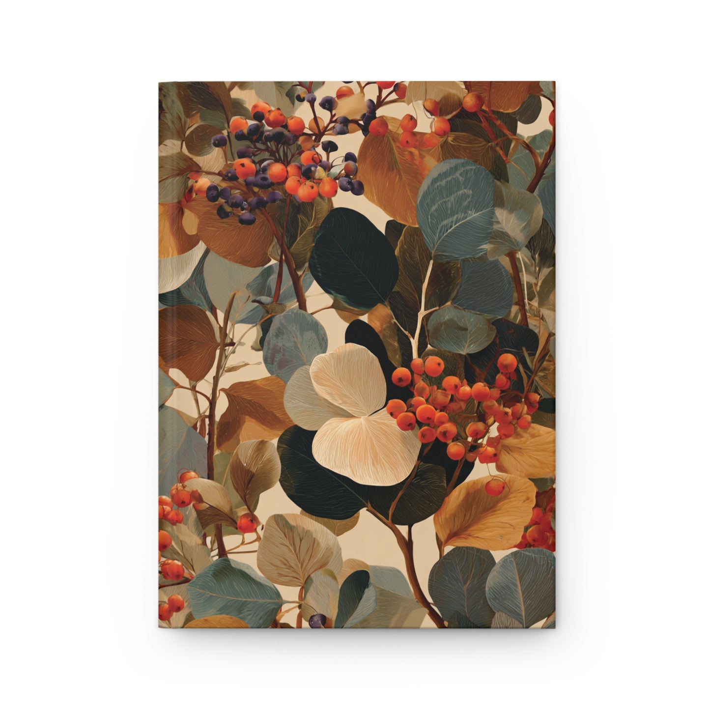 Autumn Botanical Berries Hardcover Journal | Floral Leaves Notebook