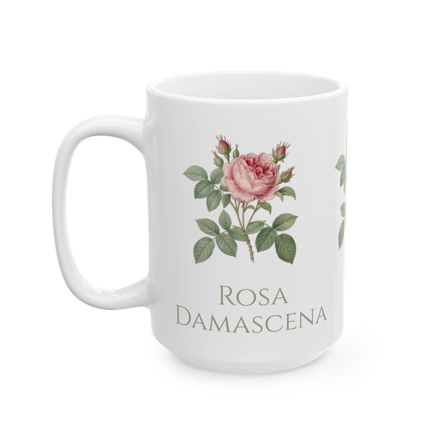 Customized Vintage Pink Rose Botanical Mug | Ceramic Mug
