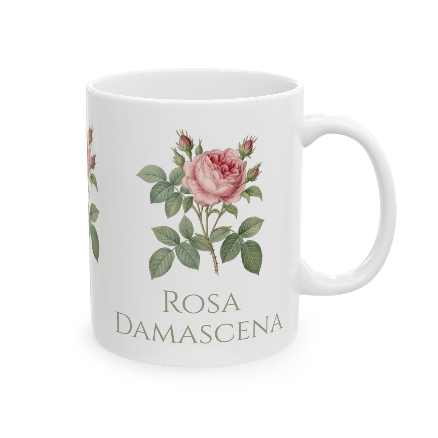 Customized Vintage Pink Rose Botanical Mug | Ceramic Mug