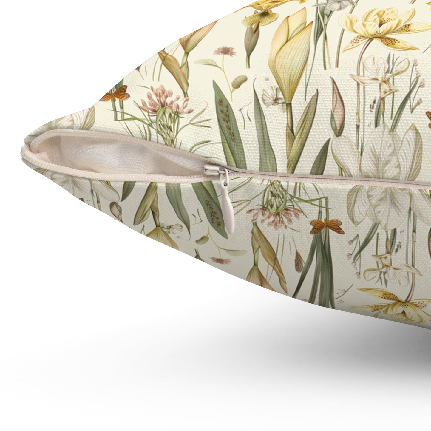 Vintage Daffodil Botanical Pillow | Yellow Spring Floral Throw Pillow