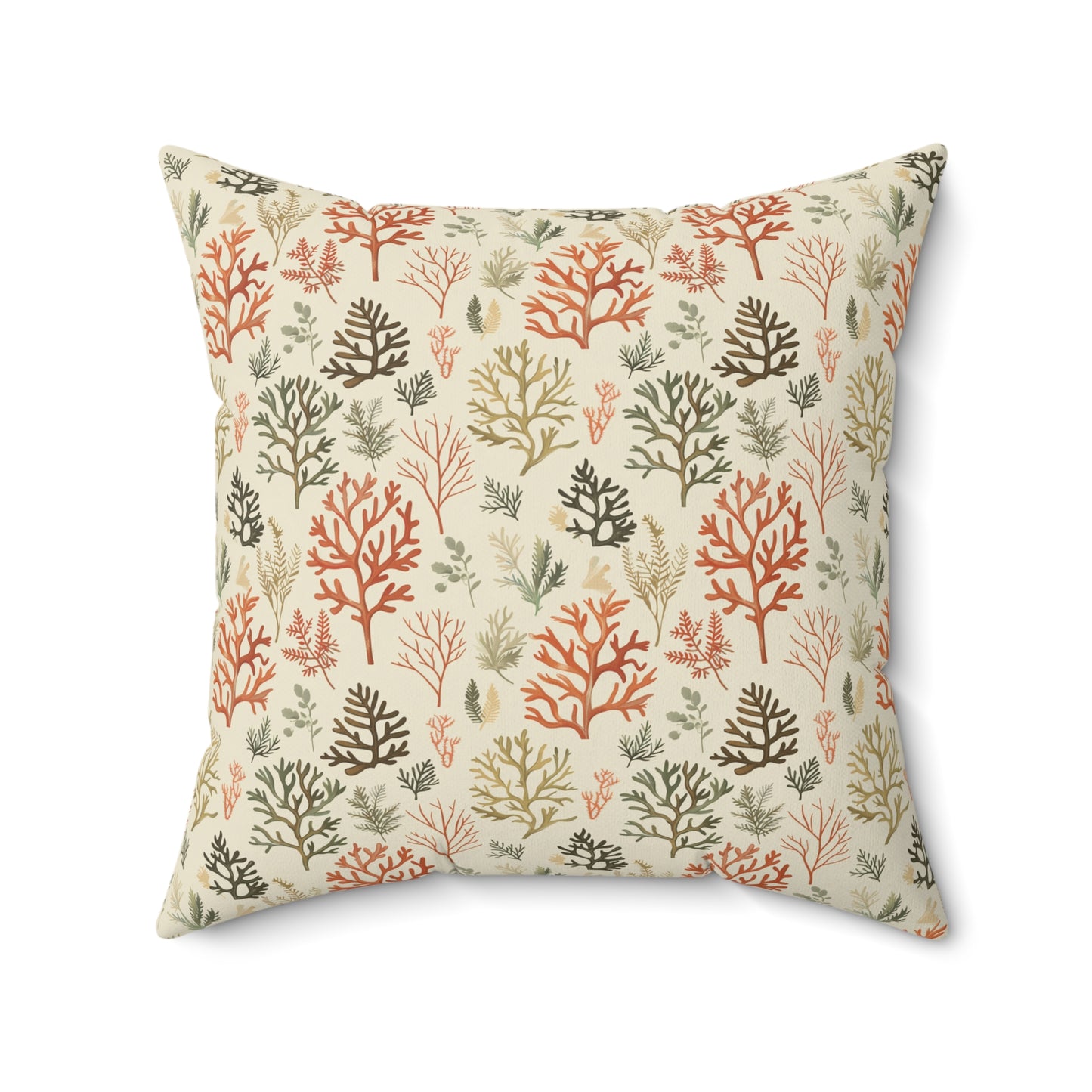 Coral Reef Pattern Pillow | Square Throw Pillow, Coastal Home Decor