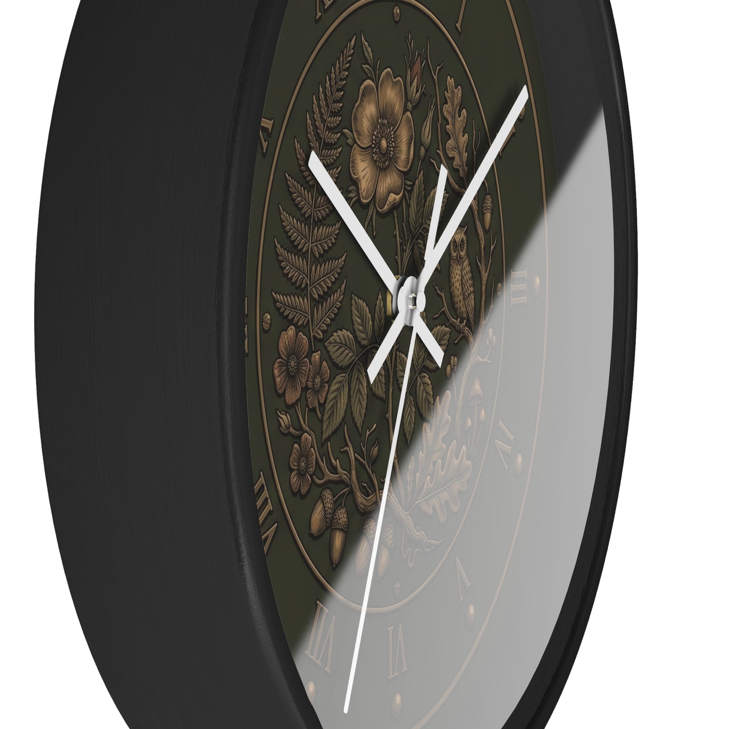 Vintage Floral Clock Wall Clock | Roman Numerals, Botanical Bird Design