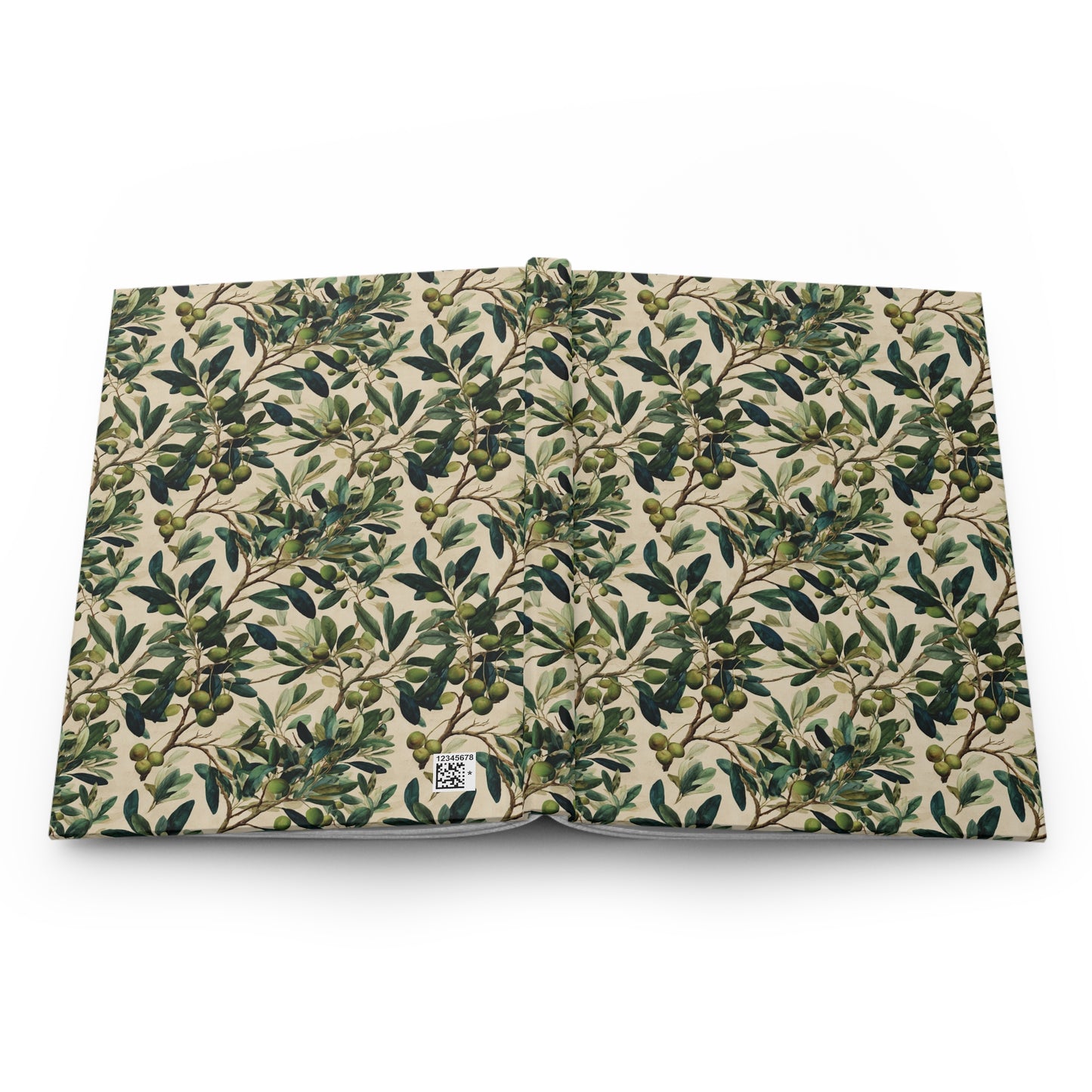 Olive Branch Pattern Hardcover Journal | Botanical Notebook, Vintage Green Leaves