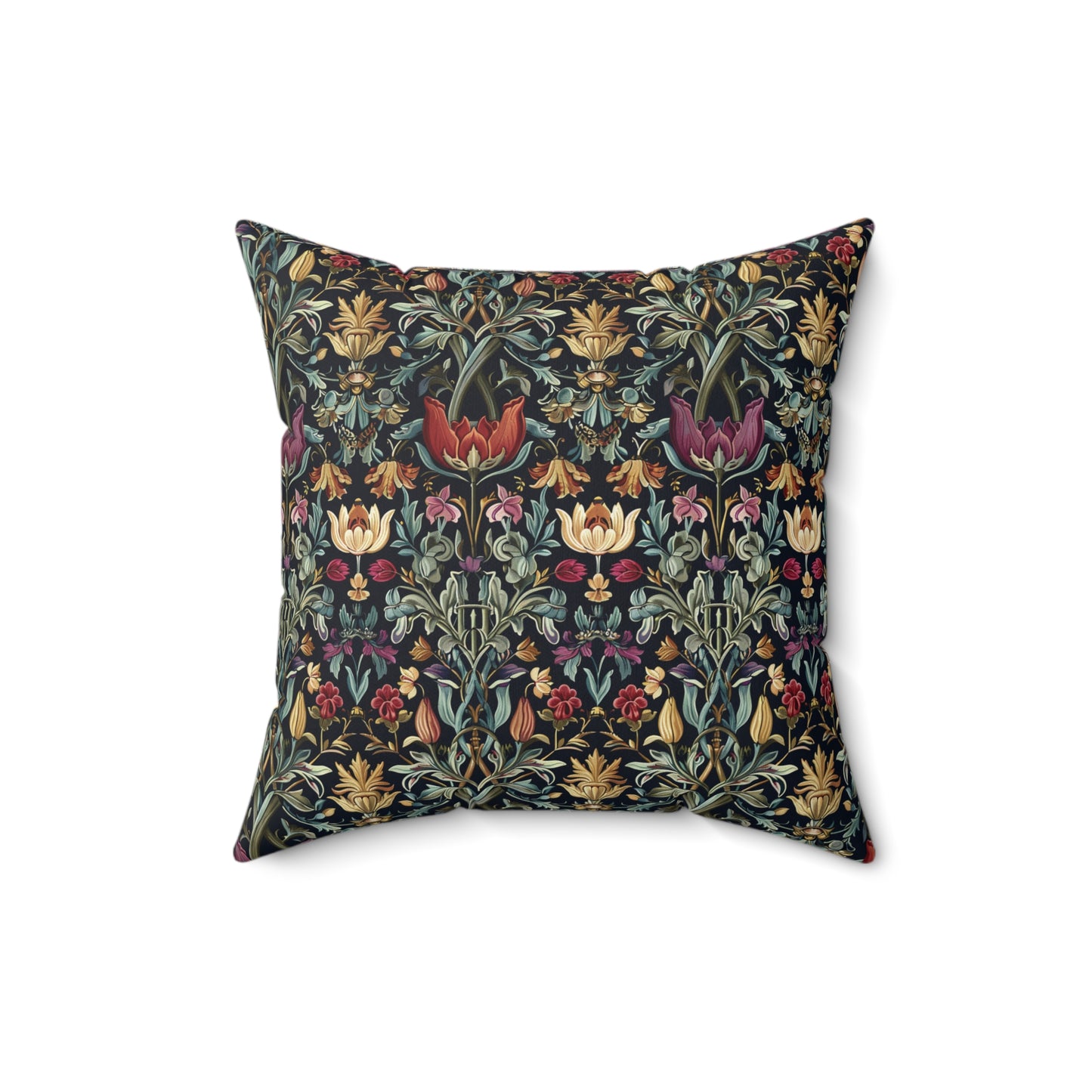 William Morris Style Floral Pattern Pillow | Vintage Botanical Throw Pillow