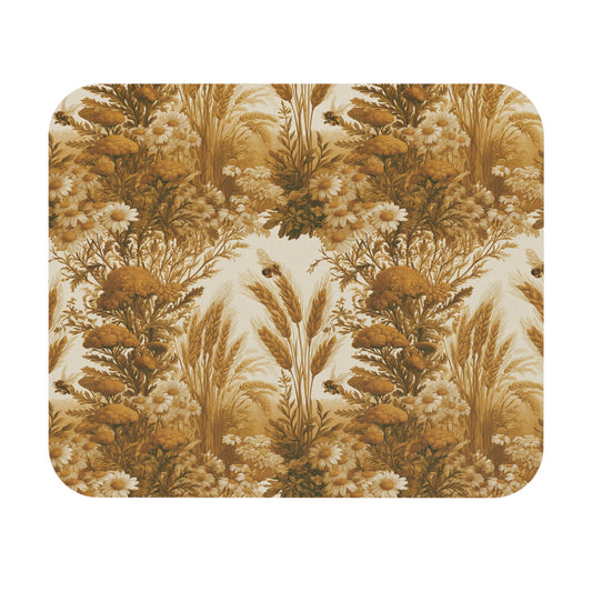 Vintage Wildflower Bouquet Mouse Pad | Sepia Floral Desk Mat
