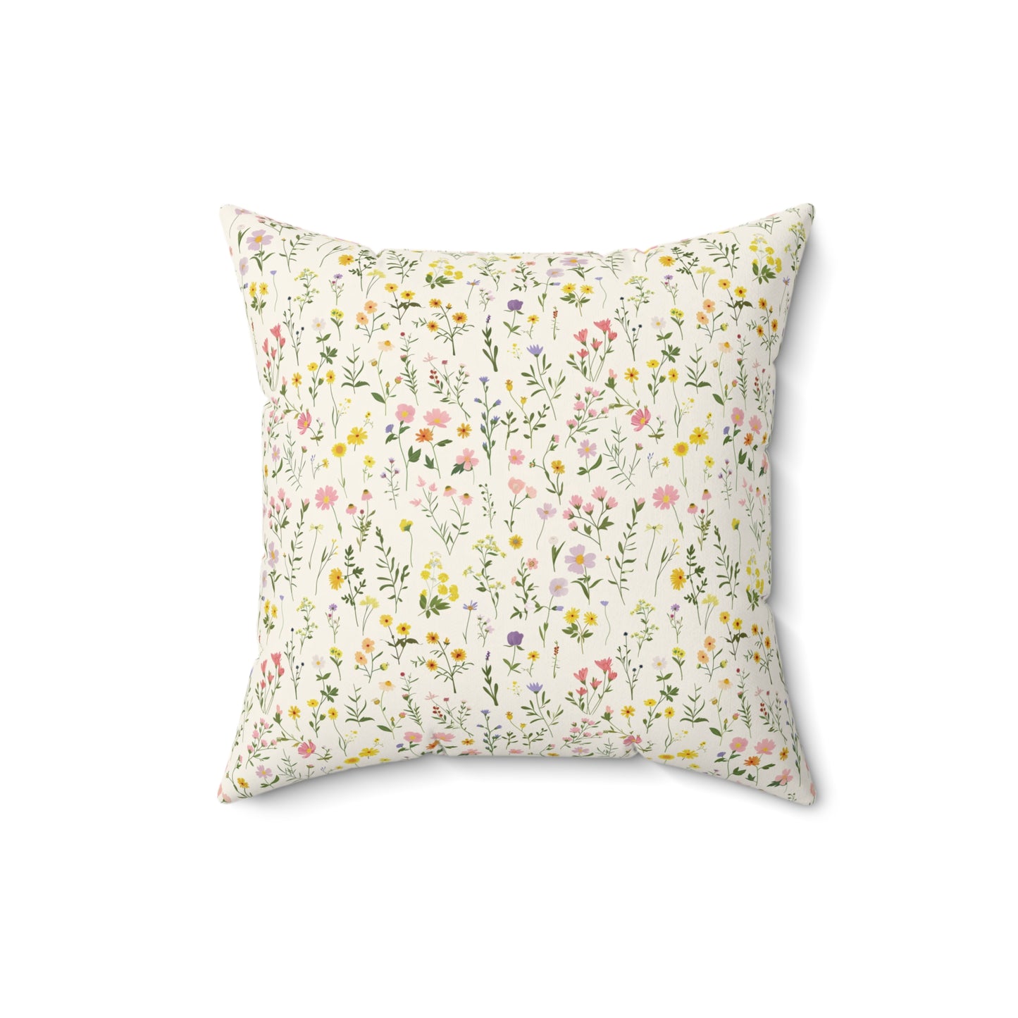 Wildflower Meadow Pillow | Botanical Floral Pattern Square Pillow