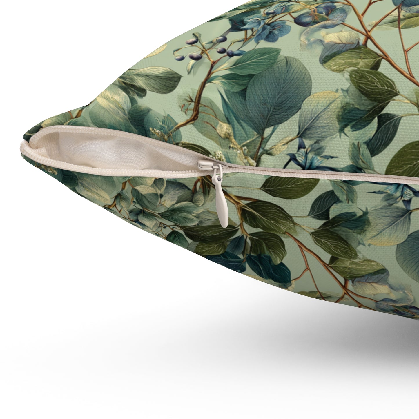 Vintage Botanical Leaves Pillow | Green Floral Throw Pillow