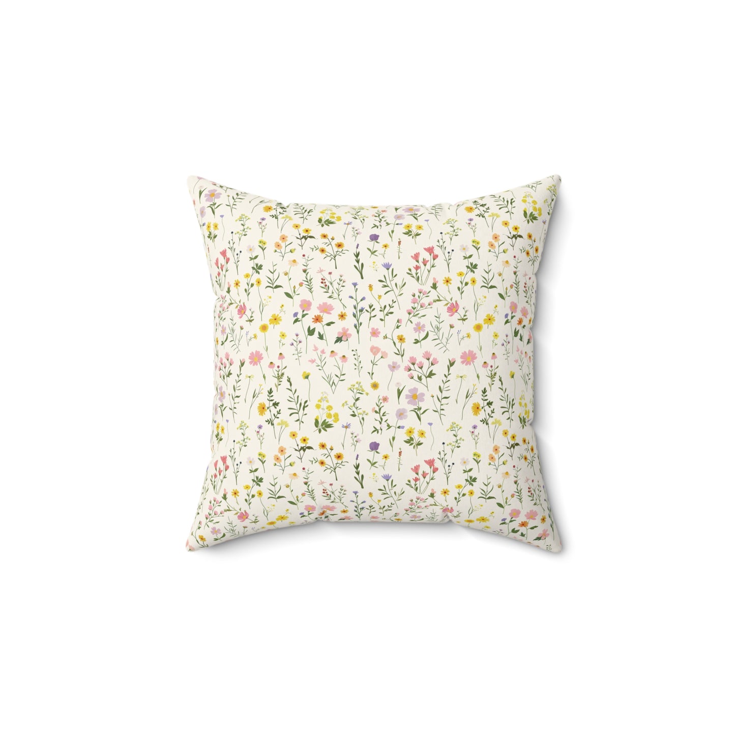 Wildflower Meadow Pillow | Botanical Floral Pattern Square Pillow