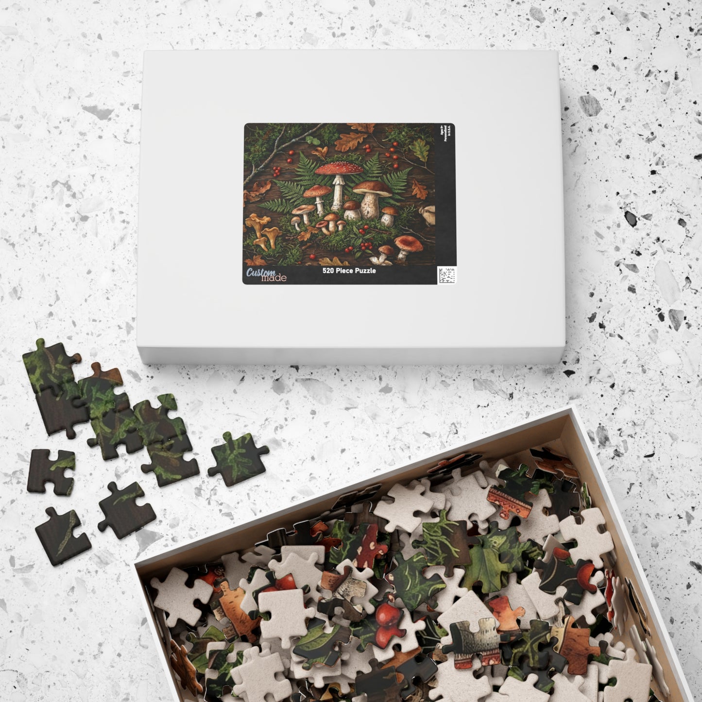 Woodland Mushroom Illustration Puzzle | 110, 252, 520, or 1014 Jigsaw Puzzle