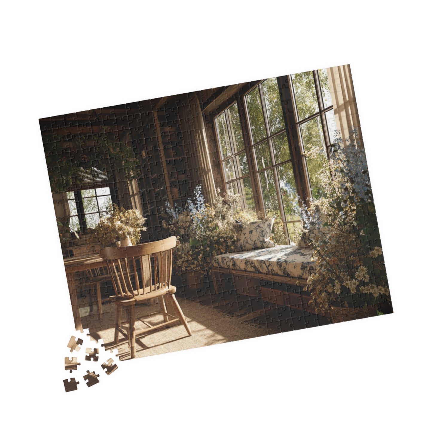 Sunlit Cozy Window Nook Puzzle | Vintage Cottage Interior 110-1014 pcs