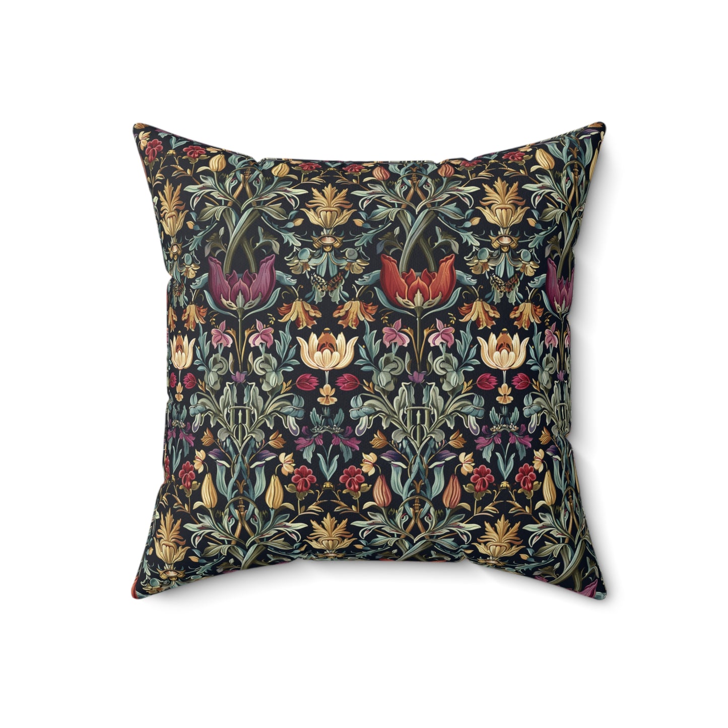 William Morris Style Floral Pattern Pillow | Vintage Botanical Throw Pillow