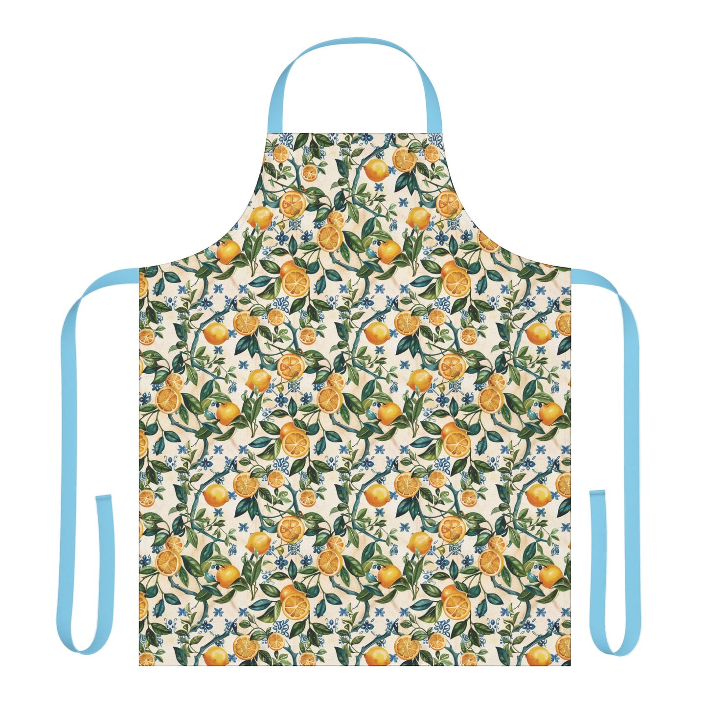 Citrus Lemon Blossom Apron | Kitchen Apron with Floral Fruit Pattern