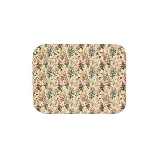Vintage Floral Forest Sherpa Blanket | Cozy Fleece Backing