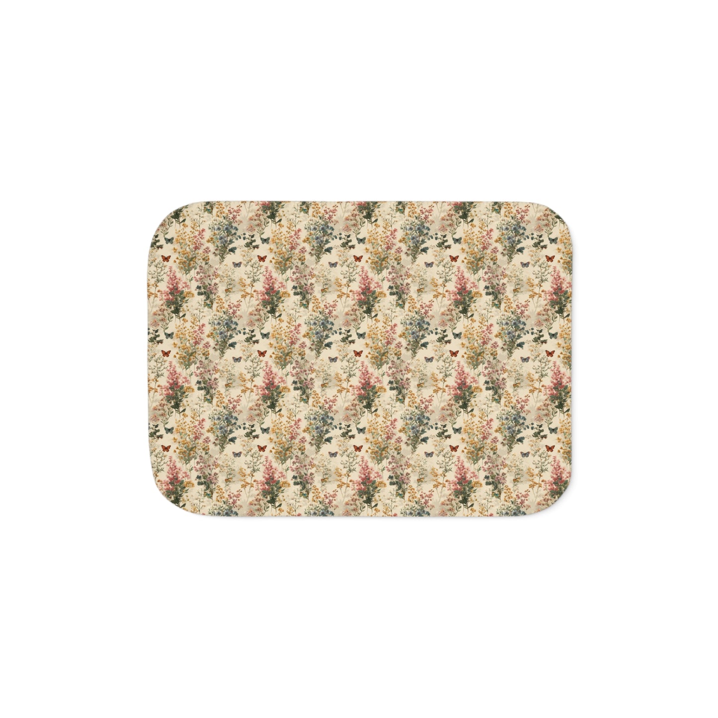 Vintage Floral Forest Sherpa Blanket | Cozy Fleece Backing