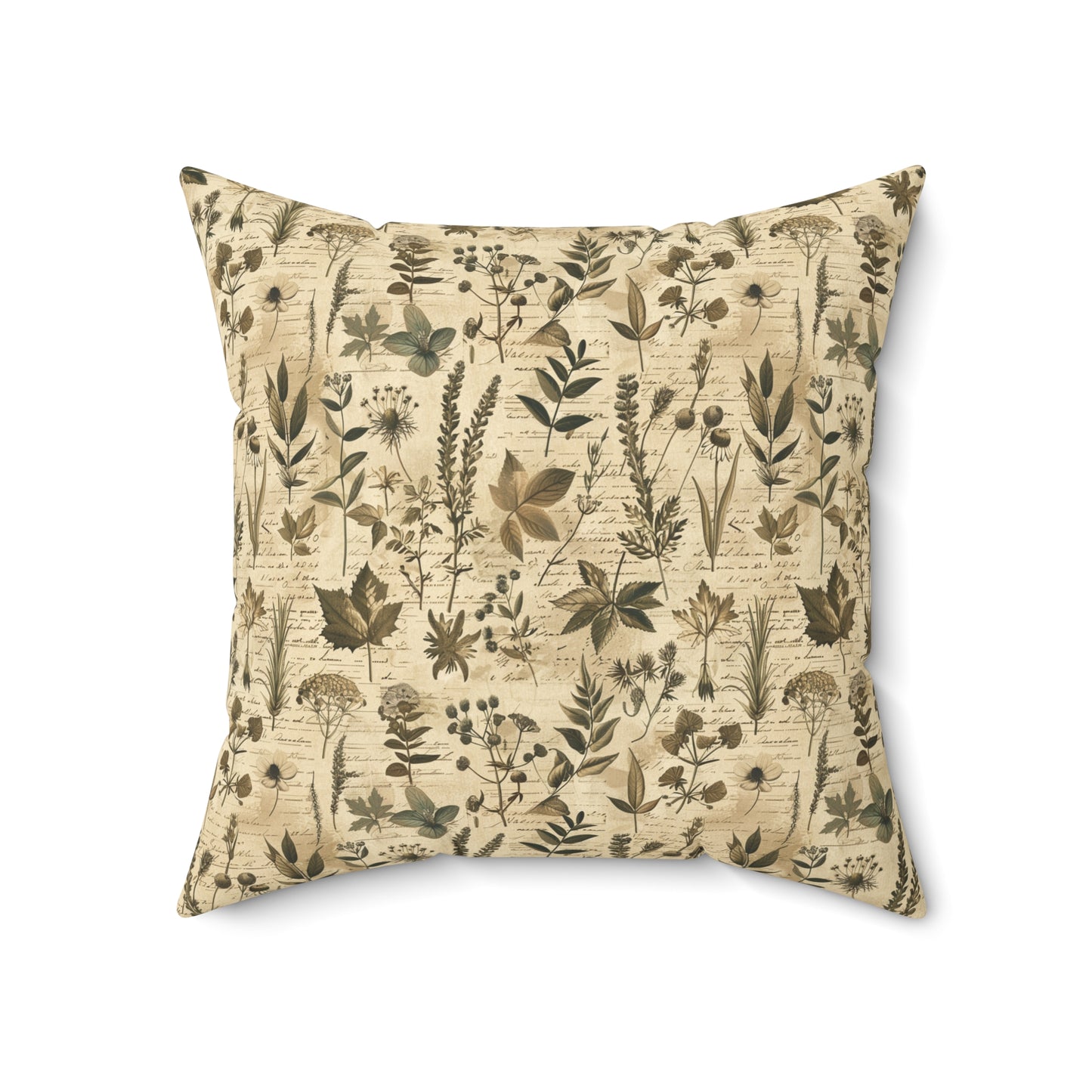 Vintage Botanical Pattern Pillow | Neutral Floral Accent Pillow