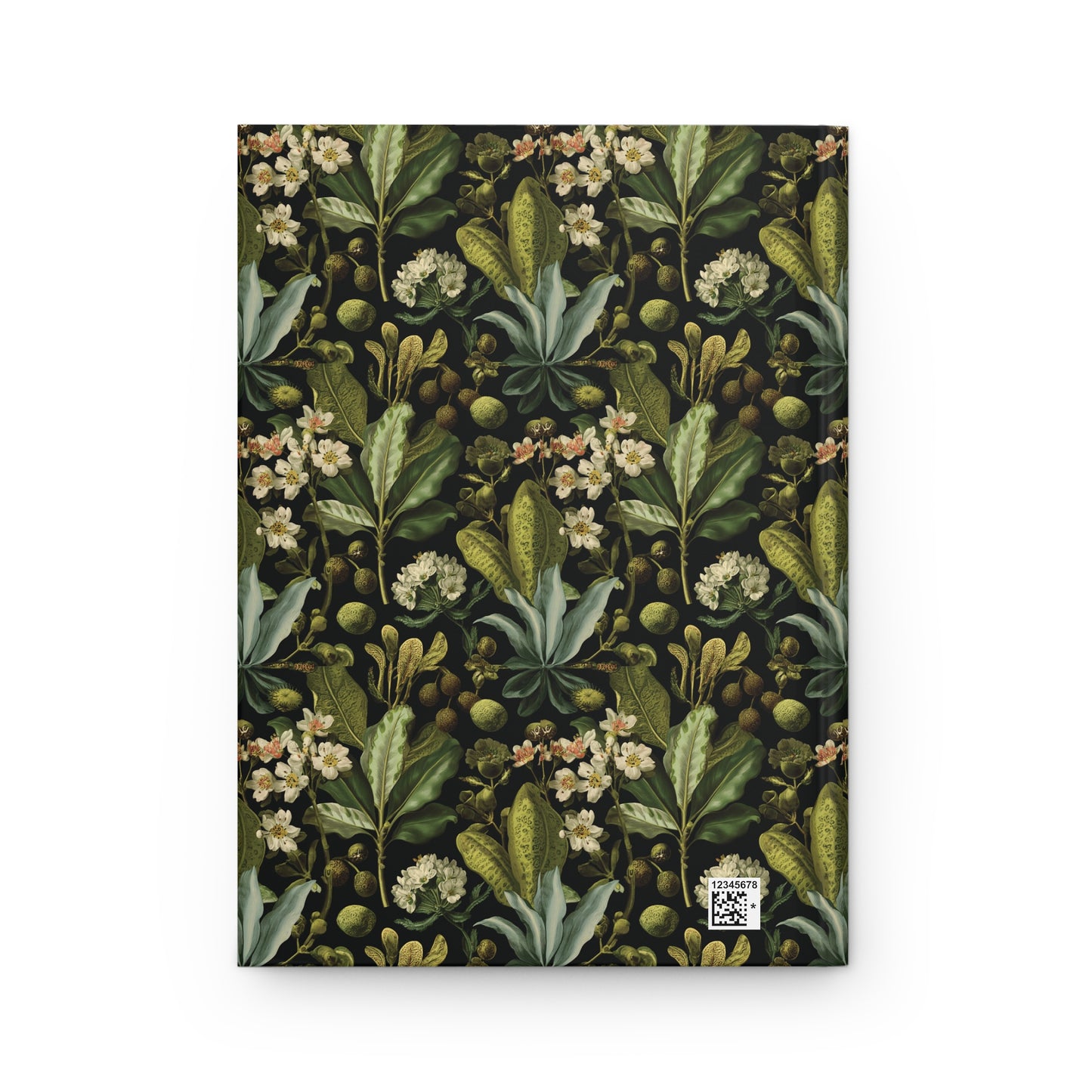 Vintage Botanical Floral Hardcover Journal | Green Leaf Pattern Notebook