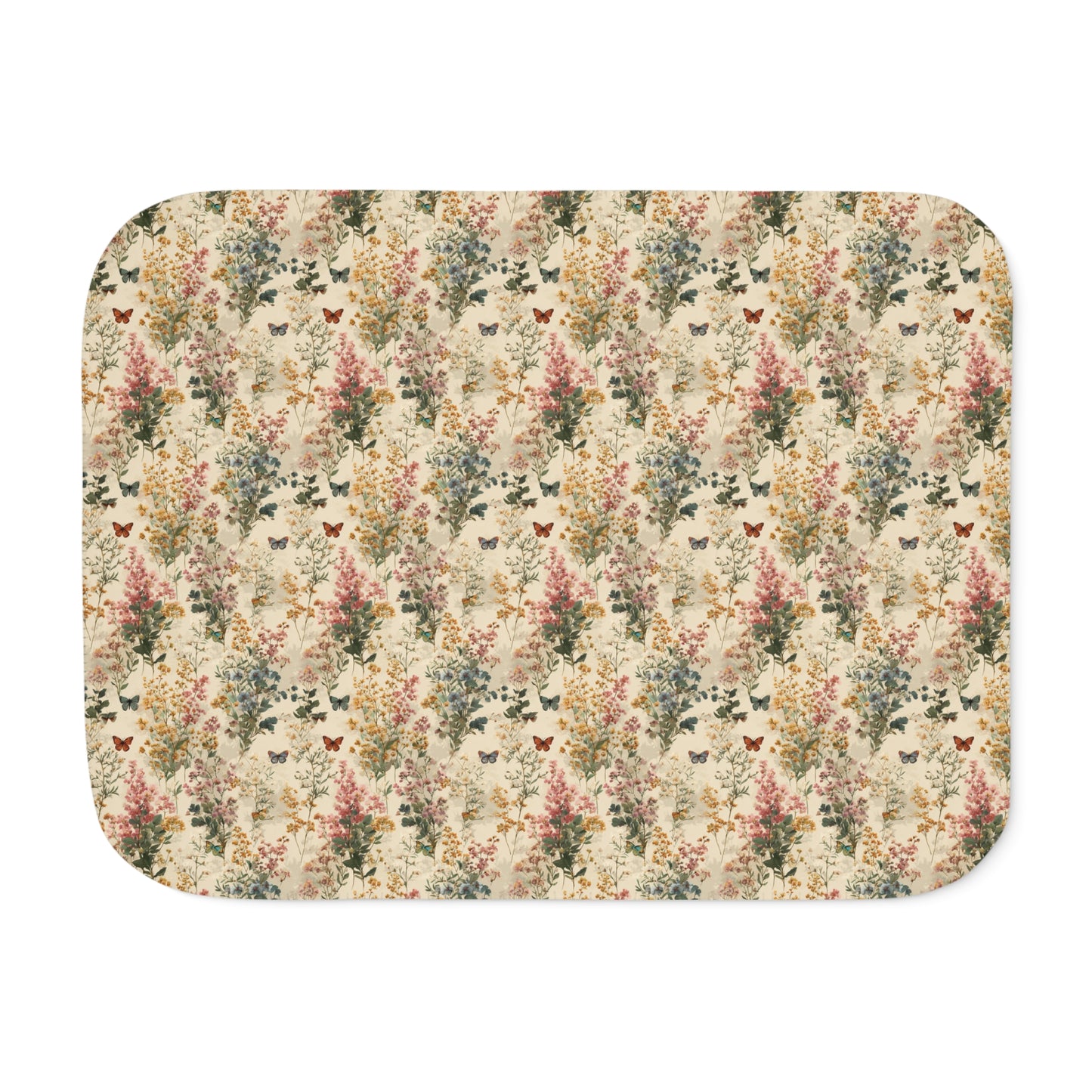 Vintage Floral Forest Sherpa Blanket | Cozy Fleece Backing