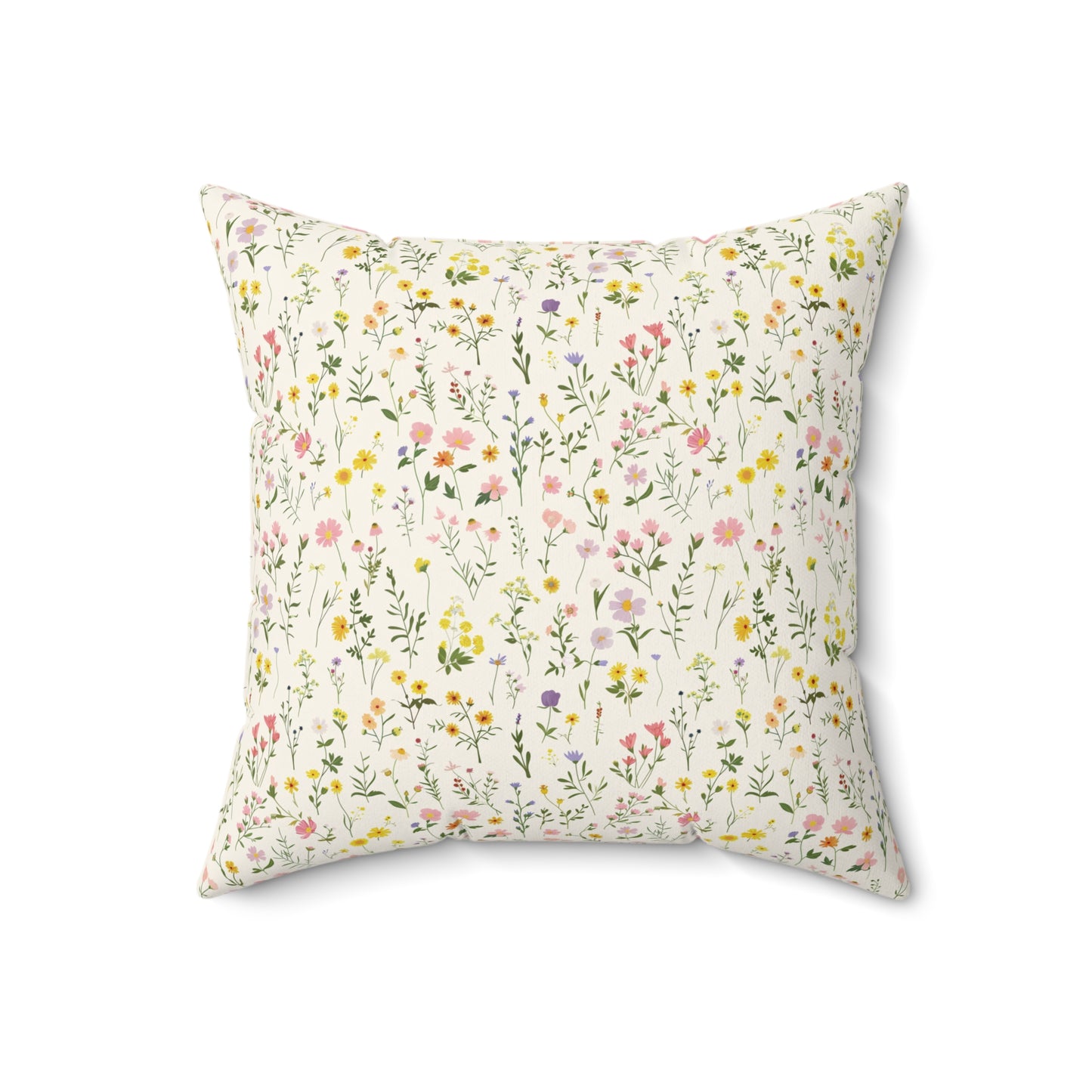 Wildflower Meadow Pillow | Botanical Floral Pattern Square Pillow
