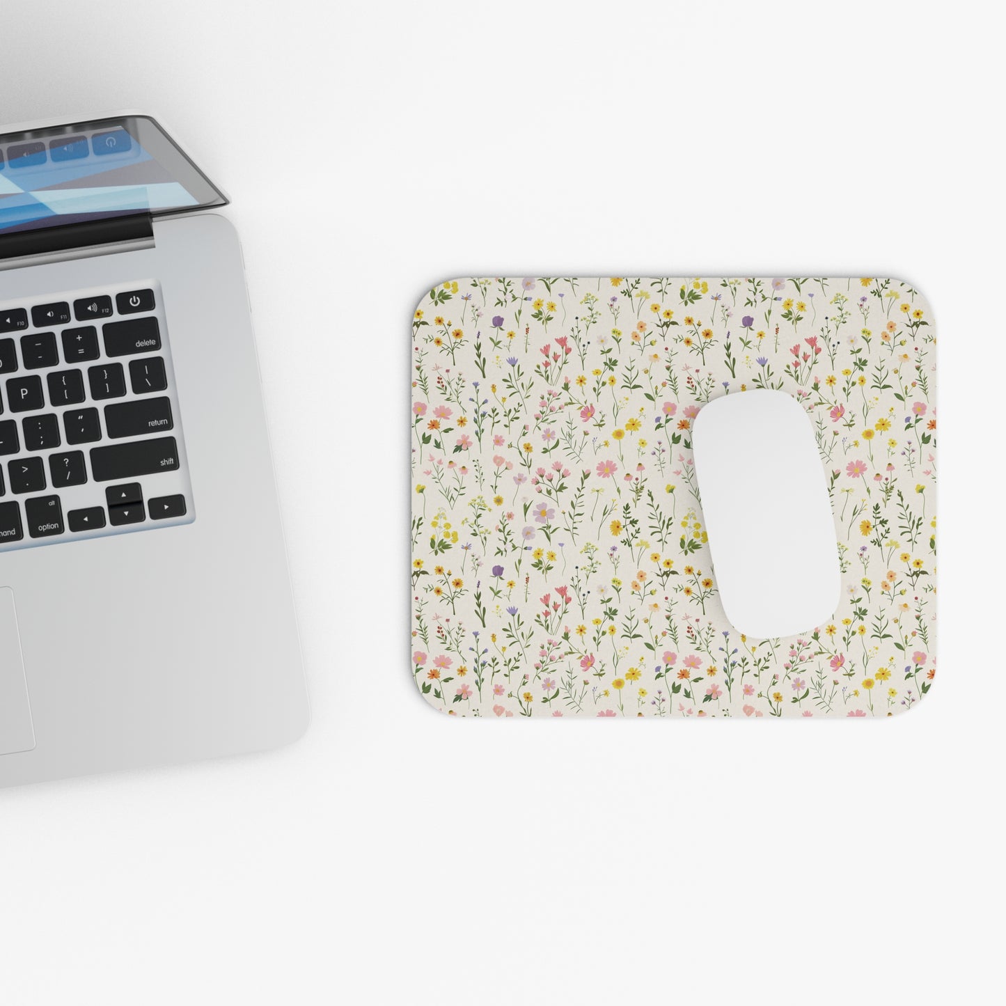 Wildflower Pattern Mouse Pad | Botanical Floral Desk Accessory