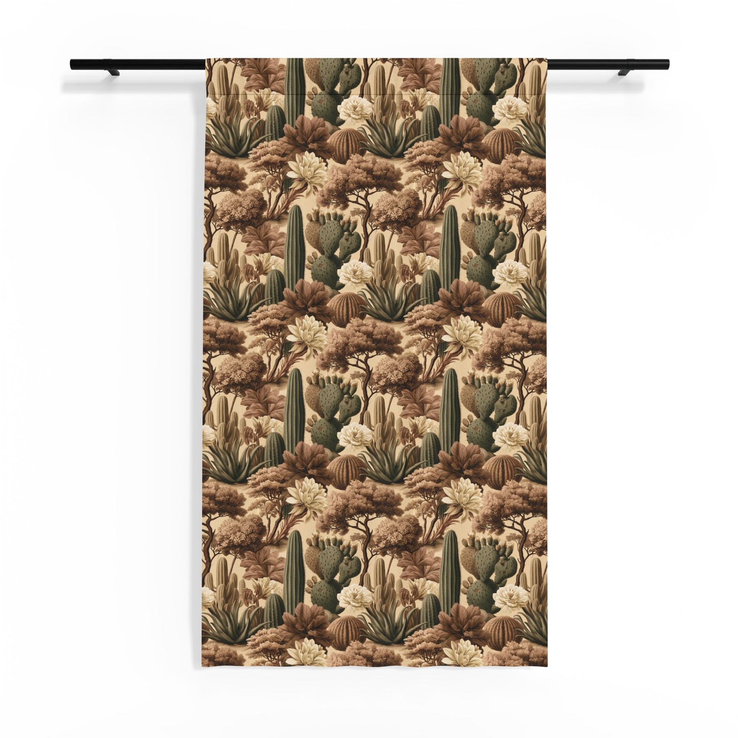 Desert Cactus Floral Sheer Window Curtain | Southwestern Botanical Print