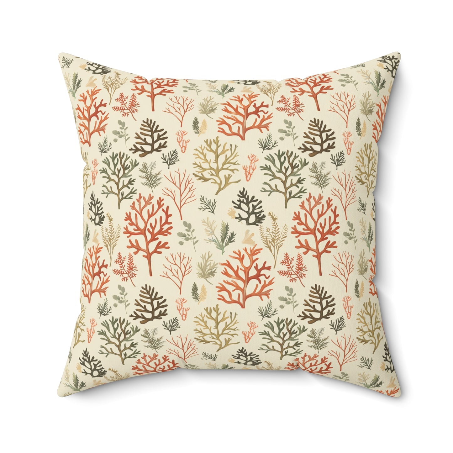 Coral Reef Pattern Pillow | Square Throw Pillow, Coastal Home Decor