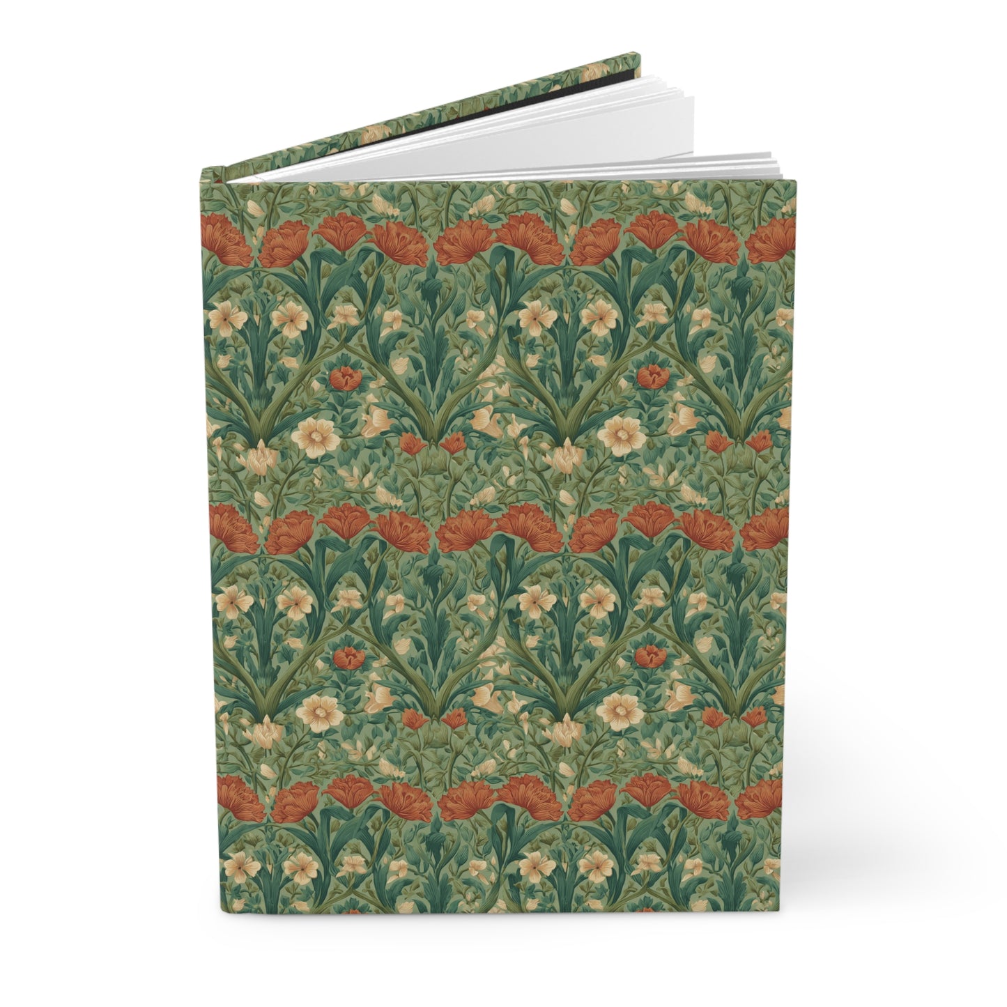 William Morris Style Floral Pattern Hardcover Journal | Botanical Vintage Notebook