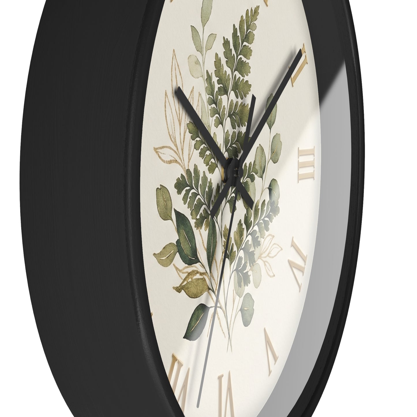 Green Botanical Roman Numeral Wall Clock | Floral Clock