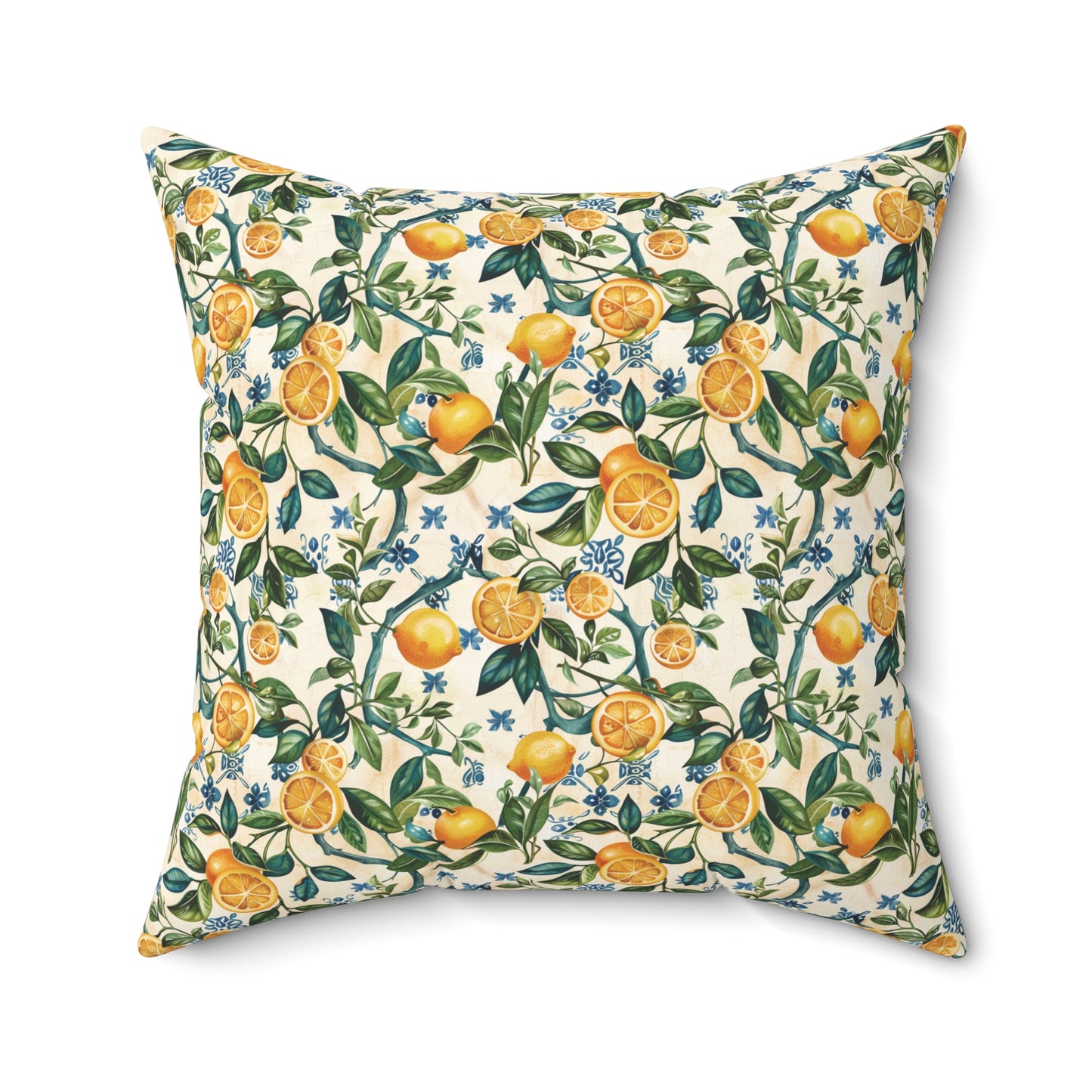 Lemon Branches Pillow | Citrus Floral Square Pillow, Botanical Home Decor