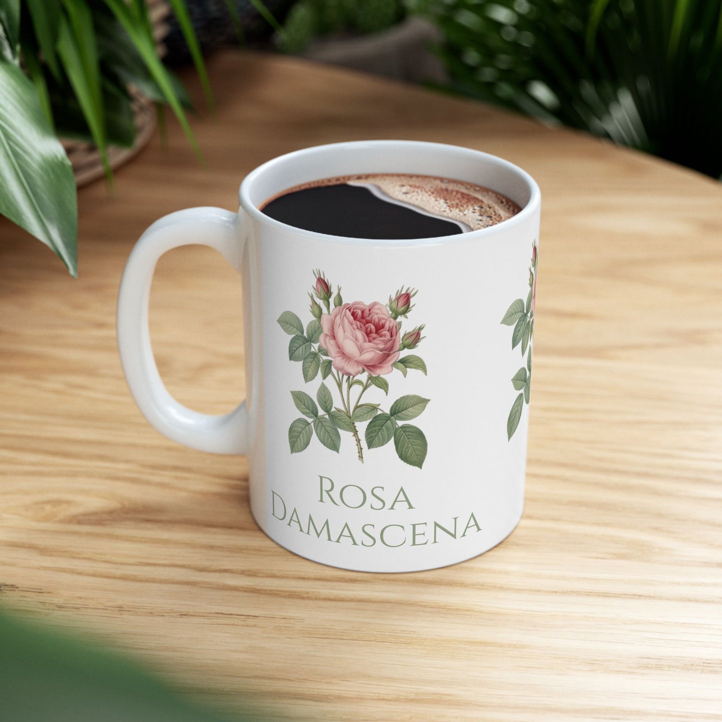 Customized Vintage Pink Rose Botanical Mug | Ceramic Mug
