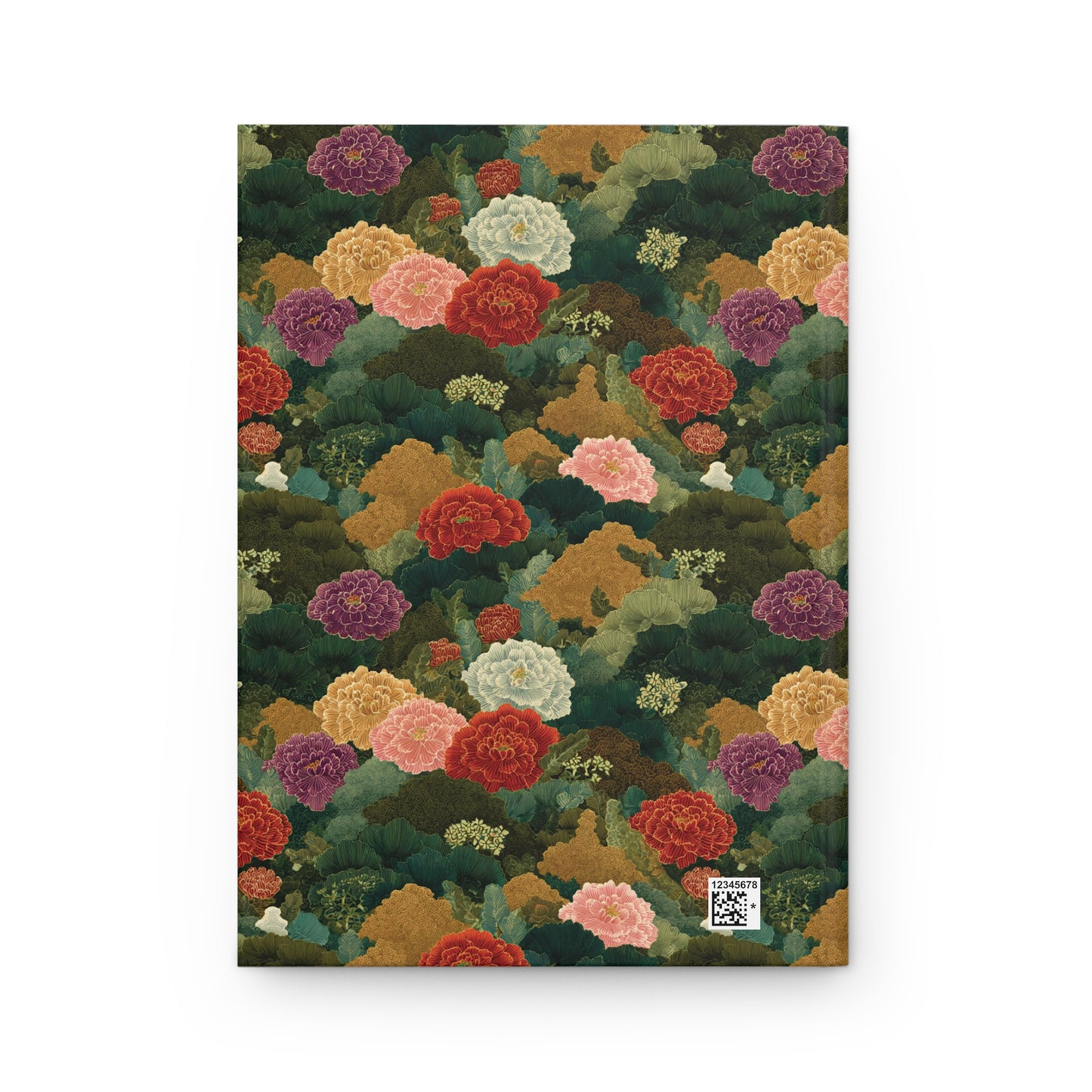 Vintage Floral Pattern Hardcover Journal | Peonies, Green Botanical Cover