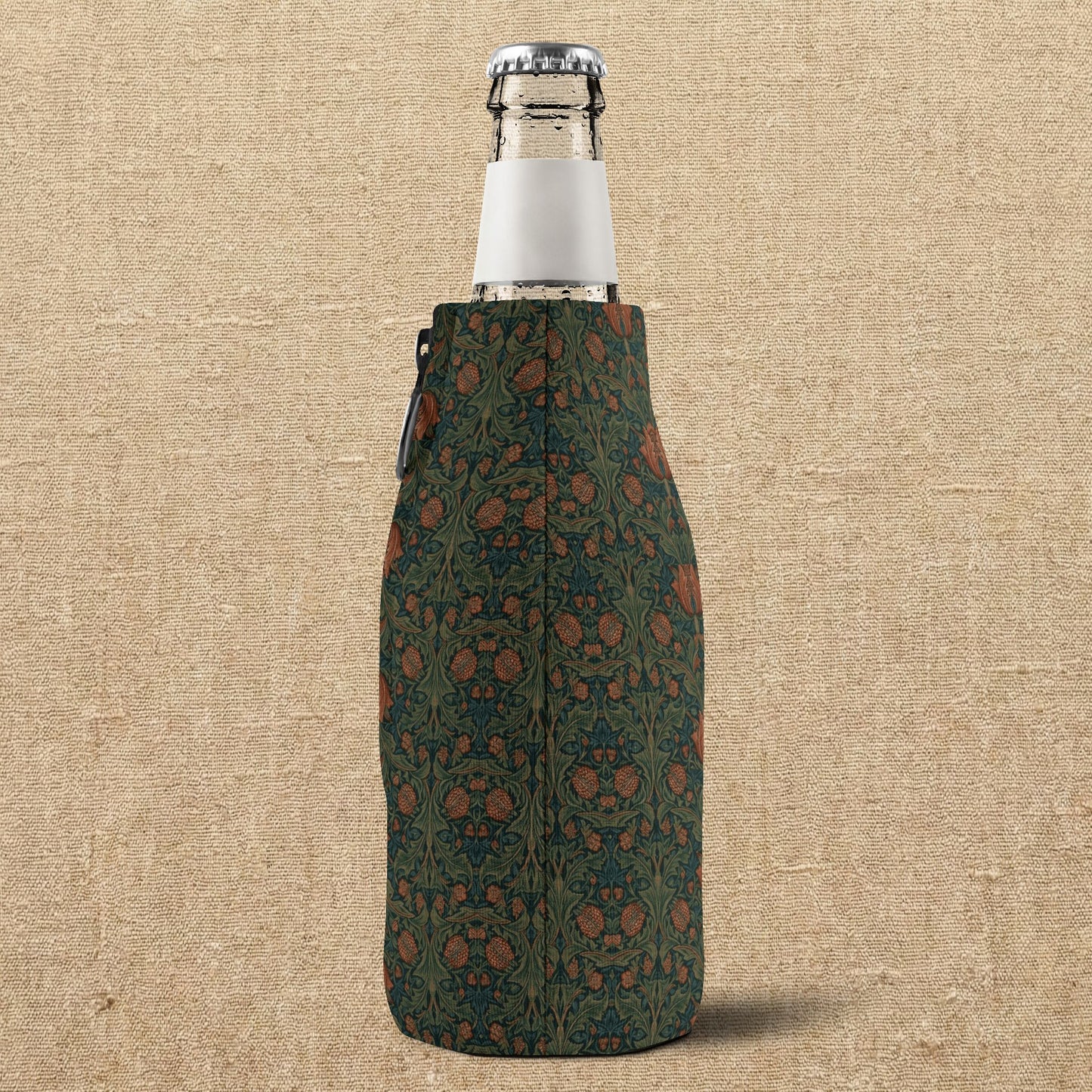 William Morris Style Floral Pattern Zip-Up Bottle Cooler Sleeve