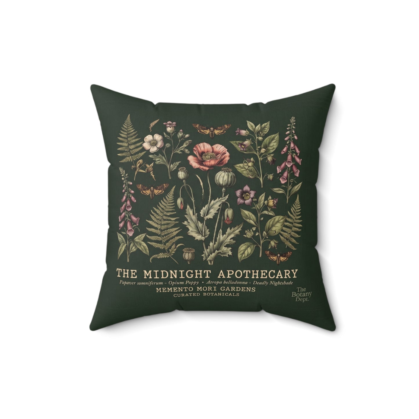 Midnight Apothecary Floral Print Pillow | Botanical Square Pillow